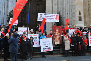 Young Catholics Protest Unspeakably Blasphemous Funeral at St. Patrick’s Cathedral