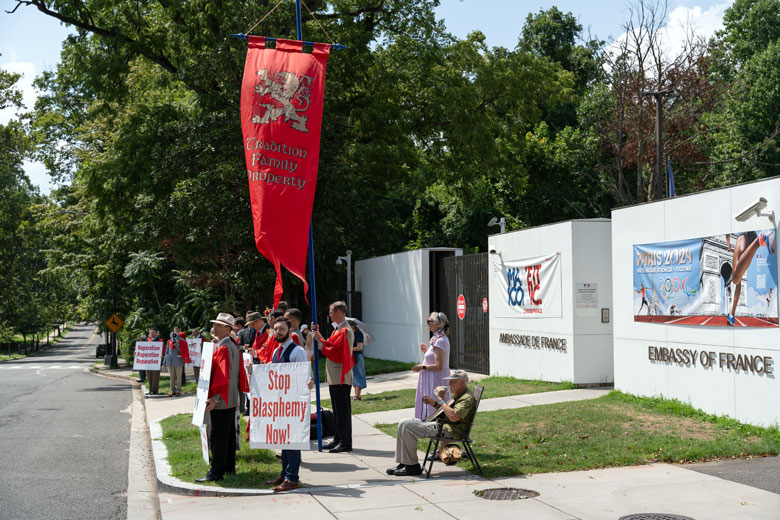 Catholics Protest Olympic Blasphemy at French Embassy