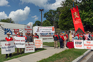 Faithful Catholics Protest Olympic Blasphemy at French Embassy