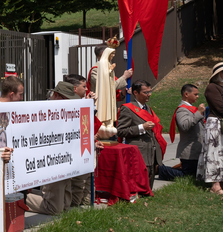 Our Lady of Fatima statue presided over the prayerful protest